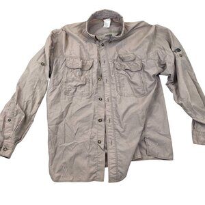 The North Face Mens Shirt L Button-Up Beige Nylon & Polyester